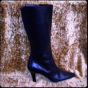 Anne Klein black leather boots
